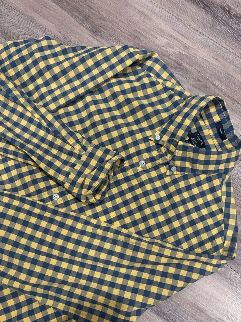 J.CREW Flex Washed Men’s Checkered Long Sleeve Button-Down Woven Slim Shirt M